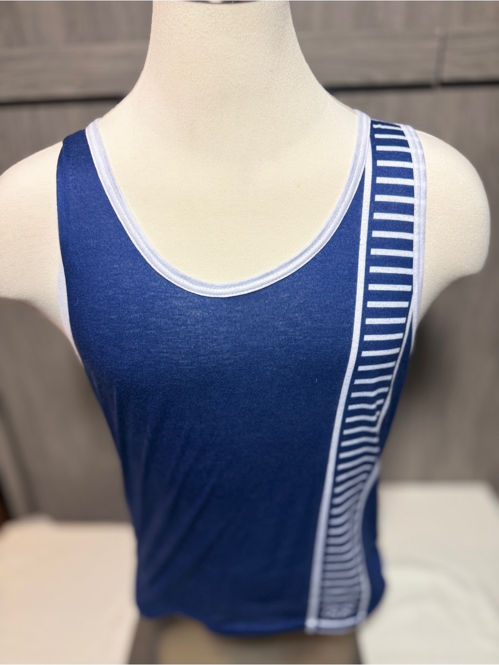NASTYPIG Heather Blue Tank with White Trim